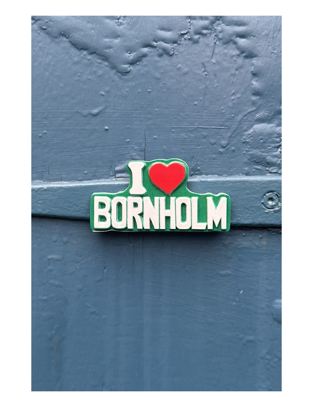 Bornholmsk magnet - "I love Bornholm" i grøn